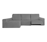 ECOMMERC3 Housse de canapé Chaiselong avec Bras Long Gauche avec Relaxation bi-élastique - Gris Clair, Super élastique, Respirante et Mousse de Maintien