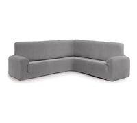 ECOMMERC3 Housse de canapé d'angle Super élastique bi-élastique de Couleur Grise protectrice Respirante, Ajustement avec mousses de Fixation et élastiques, Facile à Installer et à enlever