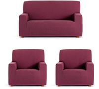 ECOMMERC3 Housse de canapé Trio 3 + 1 + 1 Universelle et Polyvalente - Couleur Bordeaux - Protecteur Facile à Installer pour Dossier, siège et accoudoirs