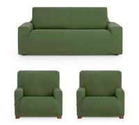 ECOMMERC3 Housse de canapé Trio 3 + 1 + 1 Universelle et Polyvalente - Protection Facile à Placer pour Dossier, siège et accoudoirs - Vert