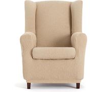 ECOMMERC3 Housse de Fauteuil à Oreilles Universelle et Polyvalente - Housse de Fauteuil de Couleur Beige protectrice Facile à Installer pour Dossier, siège et accoudoirs