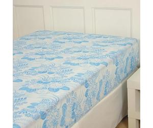ECOMMERC3 Housse de Matelas rembourrée et très Douce Taille 80 cm - Housse de Matelas antidérapante et Facile à Laver 100% fabriquée en Espagne, Iris Bleu Clair