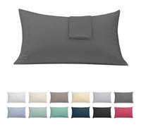 ECOMMERC3 Lot de 2 taies d'oreiller 45 x 100 cm, Extra Douces et Confortables, Couleur Anthracite, 100% fabriquées en Espagne, Respirantes, faciles à Laver