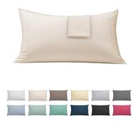 ECOMMERC3 Lot de 2 taies d'oreiller 50 x 75 cm, Extra Douces et Confortables, Couleur Beige, fabriquées en Espagne, Respirantes, faciles à Laver