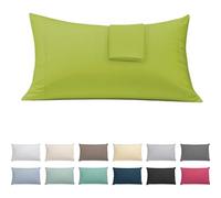 ECOMMERC3 Lot de 2 taies d'oreiller 50 x 75 cm, Extra Douces et Confortables, Couleur Pistache, fabriquées 100% en Espagne, Respirantes, faciles à Laver