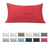 ECOMMERC3 Lot de 2 taies d'oreiller 50 x 75 cm, Extra Douces et Confortables, Couleur Rouge, fabriquées en Espagne, Respirantes, faciles à Laver