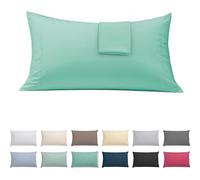ECOMMERC3 Lot de 2 taies d'oreiller 50 x 90 cm, Extra Douces et Confortables, Couleur Aigue-Marine, 100% fabriquées en Espagne, Respirantes, faciles à Laver