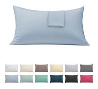 ECOMMERC3 Lot de 2 taies d'oreiller Extra Douces et Confortables - 100% fabriquées en Espagne, Respirantes, faciles à Laver, 45 x 85 cm, Bleu Ciel