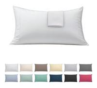 ECOMMERC3 Lot de 2 taies d'oreiller Extra Douces et Confortables - 100% fabriquées en Espagne, Respirantes, faciles à Laver - 45 x 80 cm, Blanc