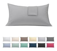 ECOMMERC3 Lot de 2 taies d'oreiller Extra Douces et Confortables - 100% fabriquées en Espagne, Respirantes, faciles à Laver, 45 x 80 cm, Gris Argent