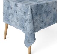 ECOMMERC3 Nappe Anti-tâche rectangulaire Taille 220 x 140 cm - Nappe Anti-Taches au Toucher Extra Douce et imperméable, Couleur Bleue, Leon Bleu