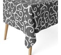 ECOMMERC3 Nappe Anti-Taches enduite Coton rectangulaire 180x140 Loiret Gris | Pour la table de tous les jours, motif imprimé, finition résinée, 55 % coton et 45 % polyester