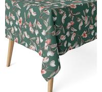 ECOMMERC3 Nappe Anti-Taches enduite Coton rectangulaire 180x140 Olga Vert | Pour la table de tous les jours, motif imprimé, finition résinée, 55 % coton et 45 % polyester