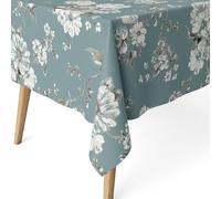 ECOMMERC3 Nappe Anti-Taches enduite rectangulaire 200x140 Daniela Turquoise | Pour recevoir sans changer de nappe, anti-taches, se nettoie au chiffon humide, fabriquée en Espagne