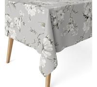 ECOMMERC3 Nappe Anti-Taches enduite rectangulaire 240x140 cm Daniela Gris | Pour les repas qui durent, motif imprimé, finition résinée, 55 % coton et 45 % polyester