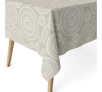ECOMMERC3 Nappe Anti-Taches enduite rectangulaire 250x140 cm Mandala Beige | Pour la grande tablée de la salle à manger, anti-taches, lavage à froid et séchage à l'air, fabriquée en Espagne