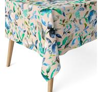 ECOMMERC3 Nappe Anti-Taches enduite rectangulaire 260x140 Aquarelle Bleue | Pour les tablées nombreuses, toucher tissu, les liquides restent en surface, lavable à froid
