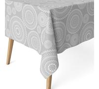 ECOMMERC3 Nappe Anti-Taches pour Table rectangulaire Taille 140 x 140 cm - Nappe Anti-Taches Toucher Extra Douce et imperméable, Couleur Grise, Mandala Gris