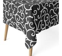 ECOMMERC3 Nappe Anti-Taches Ronde Taille 140 cm - Nappe Anti-Taches au Toucher Extra Douce et imperméable, Couleur LOIRET Noir