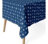 ECOMMERC3 Nappe Anti-Taches Ronde Taille 140 cm - Nappe Anti-Taches au Toucher Extra Douce et imperméable, Couleur Bleue, Bleu