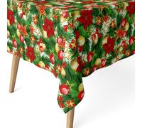 ECOMMERC3 Nappe de Noël Tissu Anti-Taches rectangulaire 180x140 cm Étoile | Pour le repas de Noël à la maison, nappe en tissu, anti-taches, lavable en machine, 55 % coton et 45 % polyester