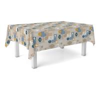 ECOMMERC3 Nappe en Toile cirée rectangulaire Taille 100x140 cm - Style, durabilité et Facile d'entretien pour Votre Table - Nappe en Toile cirée Anti-Taches et imperméable Cuisine Bleu