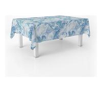 ECOMMERC3 Nappe en Toile cirée rectangulaire Taille 140 Ronde - Style, durabilité et Facile d'entretien pour Votre Table - Nappe en Toile cirée Anti-Taches et imperméable GENIL Bleu