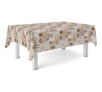 ECOMMERC3 Nappe en Toile cirée rectangulaire Taille 140 Ronde - Style, durabilité et Facile d'entretien pour Votre Table - Nappe en Toile cirée Anti-Taches et imperméable Cuisine MARRÓN