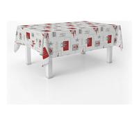 ECOMMERC3 Nappe en Toile cirée rectangulaire Taille 140 Ronde - Style, durabilité et Facile d'entretien pour Votre Table - Nappe en Toile cirée Anti-Taches et imperméable Sea Rouge