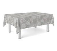 ECOMMERC3 Nappe en Toile cirée rectangulaire Taille 140 Ronde - Style, durabilité et Facile d'entretien pour Votre Table - Nappe en Toile cirée Anti-Taches et imperméable SIL Gris