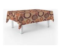 ECOMMERC3 Nappe en Toile cirée rectangulaire Taille 140 Ronde - Style, durabilité et Facile d'entretien pour Votre Table - Nappe en Toile cirée Anti-Taches et imperméable TAMBRE Orange