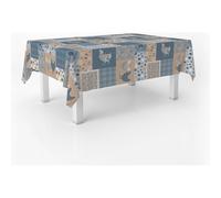 ECOMMERC3 Nappe en Toile cirée rectangulaire Taille 220x140 cm - Style, durabilité et Facile d'entretien pour Votre Table - Nappe en Toile cirée Anti-Taches et imperméable Patch Bleu
