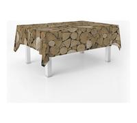 ECOMMERC3 Nappe en Toile cirée rectangulaire Taille 250x140 cm - Style, durabilité et Facile d'entretien pour Votre Table - Nappe en Toile cirée Anti-Taches et imperméable Trunks Brun