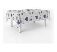 ECOMMERC3 Nappe en Toile cirée rectangulaire Taille 300 x 140 cm Style, durabilité et Facile d'entretien pour Votre Table - Nappe en Toile cirée Anti-Taches et imperméable, Bleu