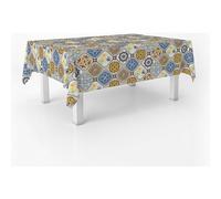 ECOMMERC3 Nappe en Toile cirée rectangulaire Taille 300x140 cm - Style, durabilité et Facile d'entretien pour Votre Table - Nappe en Toile cirée Anti-Taches et imperméable JUCAR Bleu
