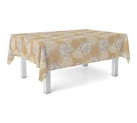 ECOMMERC3 Nappe en Toile cirée rectangulaire Taille 300x140 cm - Style, durabilité et Facile d'entretien pour Votre Table - Nappe en Toile cirée Anti-Taches et imperméable SIL Beige
