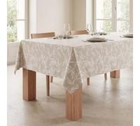 ECOMMERC3 Nappe rectangulaire Jacquard Anti-Taches Noa Écru 100 x 140 cm | Motif tissé et non imprimé : jacquard ton sur ton, toucher coton, finition anti-taches. Fabriquée en Espagne.