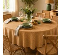 ECOMMERC3 Nappe Ronde Anti-Tache Enduite Camel 140 cm Ronde | Nappe enduite Camel, déperlante et anti-tache. Toucher tissu authentique. Taille 140 cm ronde