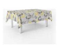 ECOMMERC3 Nappe Toile cirée Anti-Taches Lavable carrée 140x140 Circle Jaune | Pour la table carrée, imperméable, s'essuie d'un chiffon humide, fabriquée en Espagne