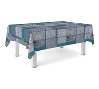 ECOMMERC3 Nappe Toile cirée Anti-Taches Lavable Ronde 140 cm Pompe Bleu | Pour la table ronde, lavable, sans machine ni repassage, corps ferme qui ne s'enroule pas