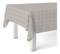 ECOMMERC3 Nappe Toile cirée Lavable rectangulaire 100x140 cm Carré Beige | Pour la petite table de cuisine, motif méditerranéen, imperméable, s'essuie d'un chiffon humide
