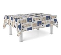 ECOMMERC3 Nappe Toile cirée Lavable rectangulaire 100x140 cm Ocean Bleu | Pour la petite table de cuisine, imperméable, s'essuie d'un chiffon humide, fabriquée en Espagne