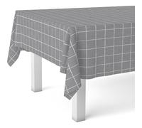 ECOMMERC3 Nappe Toile cirée Lavable rectangulaire 180x140 cm Carré Gris | Pour la table où l'on mange tous les jours, lavable, sans machine ni repassage, 90 % PVC et 10 % polypropylène