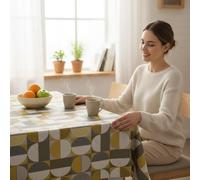 ECOMMERC3 Nappe Toile cirée Lavable rectangulaire 200x140 cm Meno Jaune | Pour une table qui ne s'arrête pas de la journée, lavable, sans machine ni repassage, 90 % PVC et 10 % polypropylène