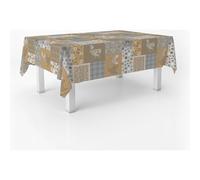 ECOMMERC3 Nappe Toile cirée Lavable rectangulaire 200x140 cm Patch Beige | Pour le petit déjeuner, le goûter et les devoirs, imperméable, s'essuie d'un chiffon humide, fabriquée en Espagne