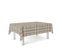 ECOMMERC3 Nappe Toile cirée Lavable rectangulaire 220x140 cm Glasgow Beige | Pour les maisons avec des enfants à table, anti-taches, protège des rayures et de l'humidité, bords bien finis