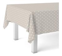 ECOMMERC3 Nappe Toile cirée Lavable rectangulaire 220x140 cm Pois Beige | Pour les maisons avec des enfants à table, motif marin, imperméable, s'essuie d'un chiffon humide, fabriquée en Espagne
