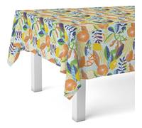 ECOMMERC3 Nappe Toile cirée Lavable rectangulaire 220x140 Mandarine Orange | Pour les maisons avec des enfants à table, anti-taches, protège des rayures et de l'humidité, bords bien finis