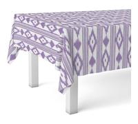 ECOMMERC3 Nappe Toile cirée Lavable rectangulaire 250x140 cm Majorque Lilas | Pour la grande tablée de la salle à manger, motif méditerranéen, imperméable, s'essuie d'un chiffon humide