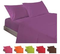 ECOMMERC3 Parure de lit 4 pièces pour lit de 160 cm, 100% fabriquée en Espagne, avec Drap, Drap Plat et 2 taies d'oreiller de 45 x 85 cm, Couleur Lilas